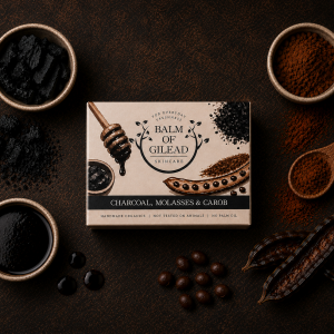 Charcoal, Molasses & Carob soap (packaged)